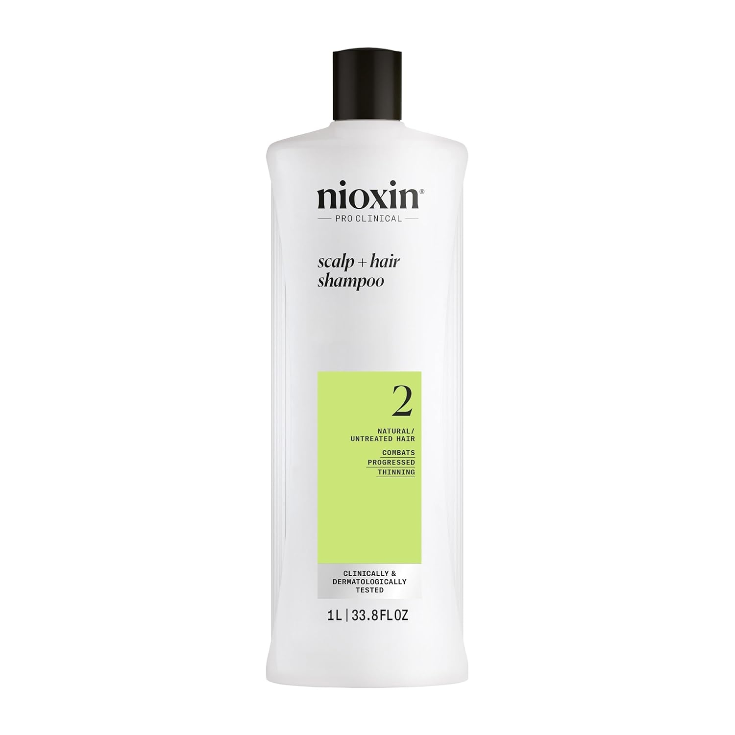 Nioxin System 2 Scalp + Hair Thickening Shampoo for Natural Hair with Progressed Thinning | Cleanse & Boost Hair Density with Niacinamide & Biotin