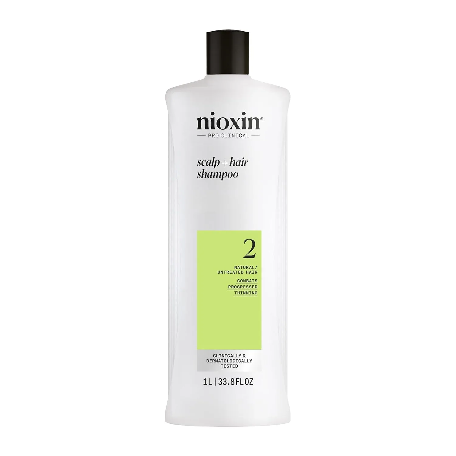 Nioxin System 2 Scalp + Hair Thickening Shampoo for Natural Hair with Progressed Thinning | Cleanse & Boost Hair Density with Niacinamide & Biotin
