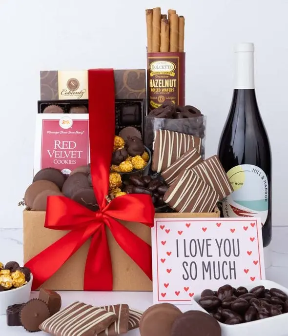 Gourmet Chocolate & Wine Indulgence Gift Box – California Red Wine