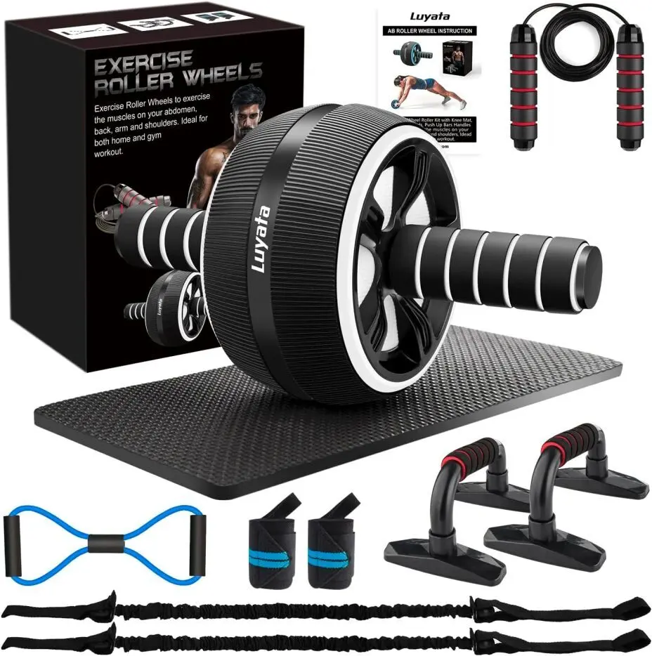 EnterSports Ab Roller Wheel Kit with Resistance Bands
