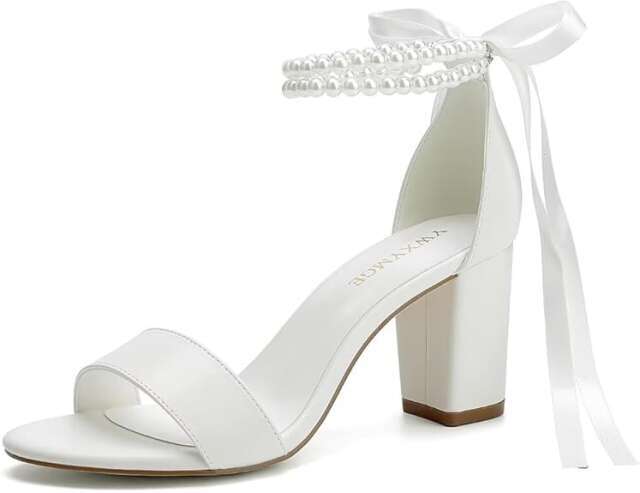 YWXYMGE Block Heel Wedding Shoes for Brides