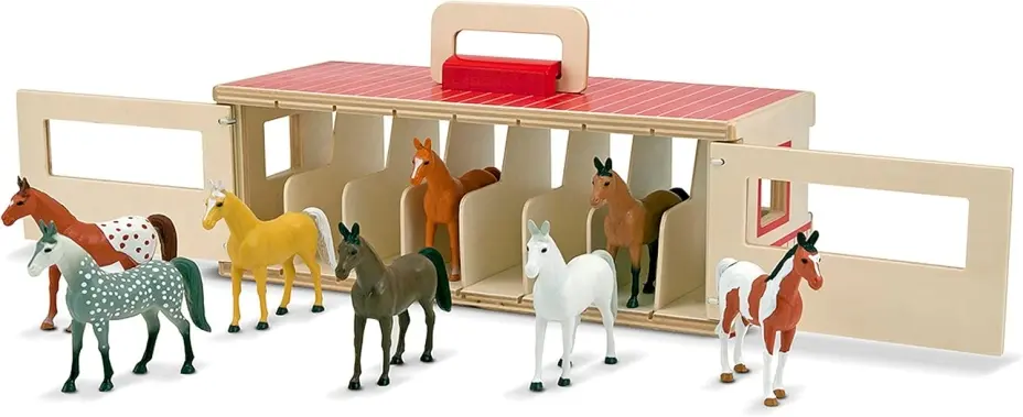 Melissa & Doug Take-Along Show-Horse Stable Play Set