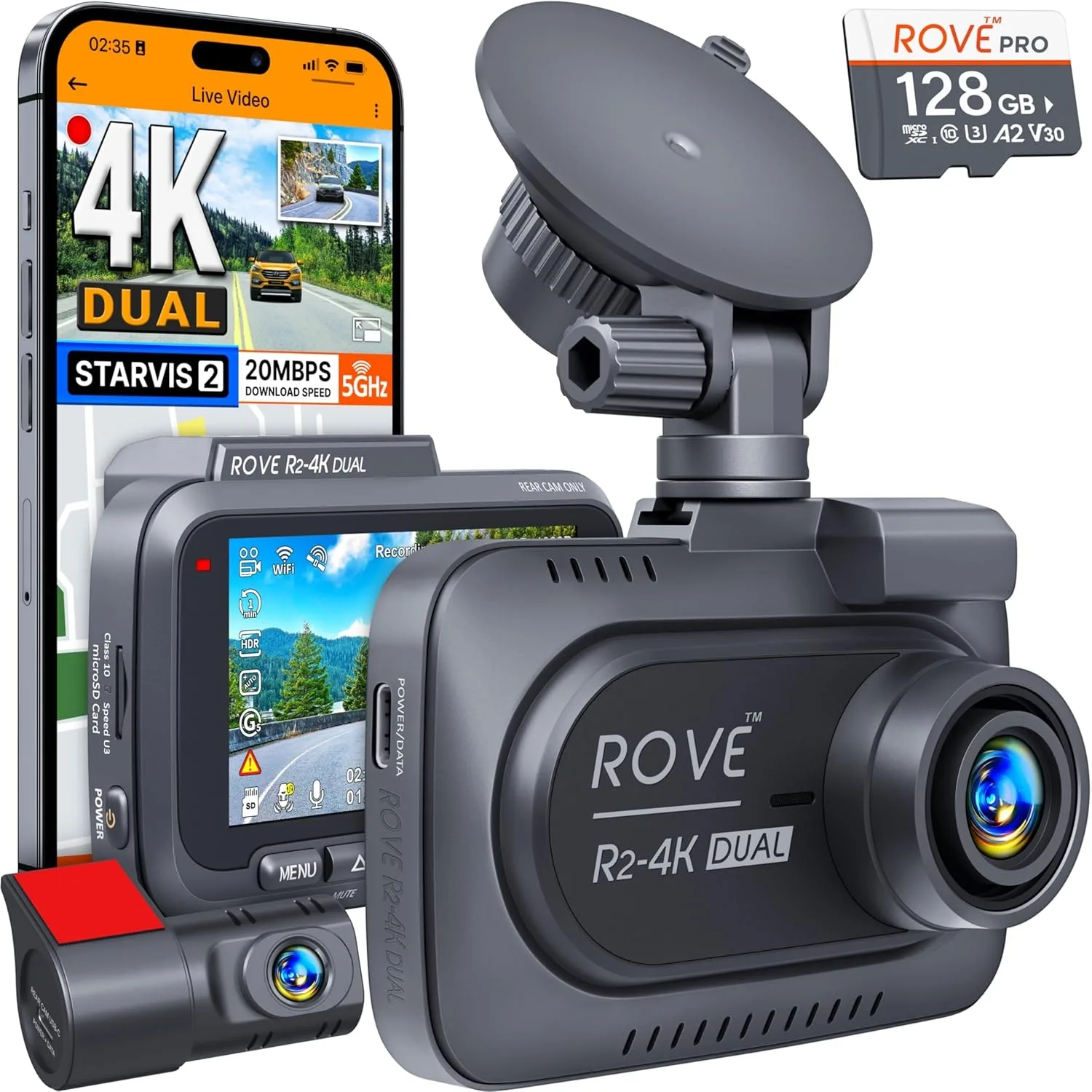 ROVE R2-4K DUAL Dash Cam Front and Rear&nbsp;