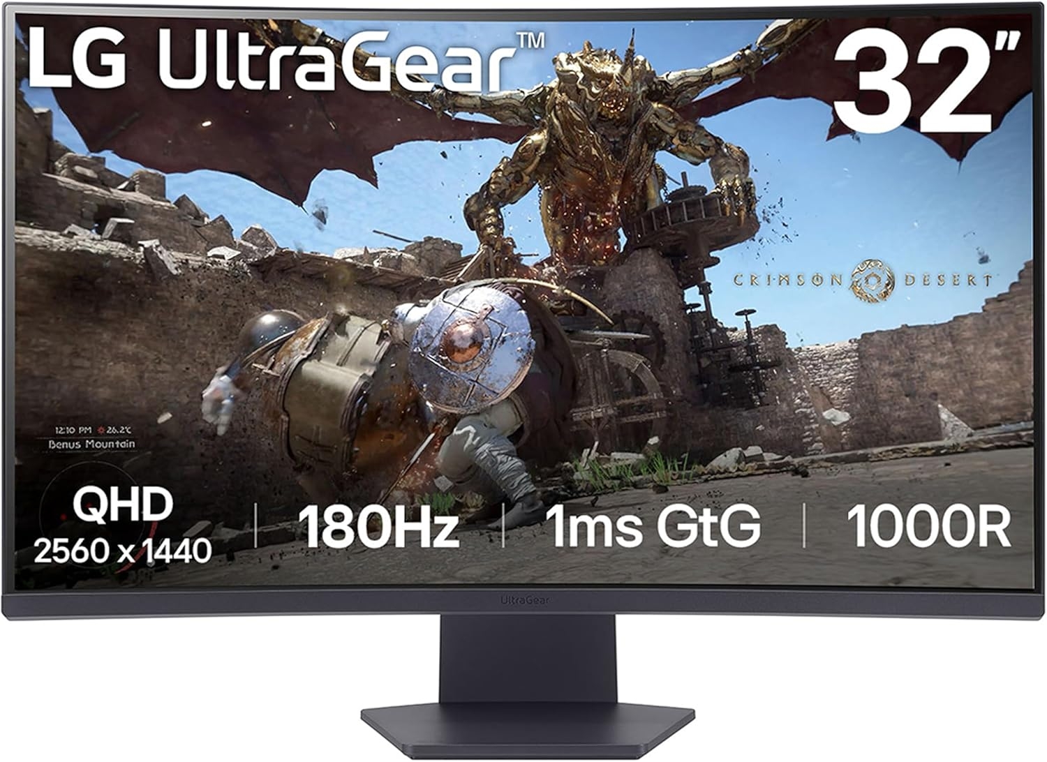 LG 32GS60QC-B UltraGear 32" Curved QHD Gaming Monitor