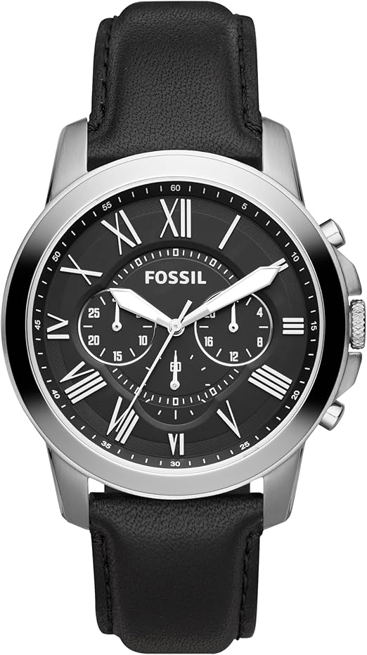 Fossil Men's Grant Quartz Stainless Steel and Leather Chronograph Watch