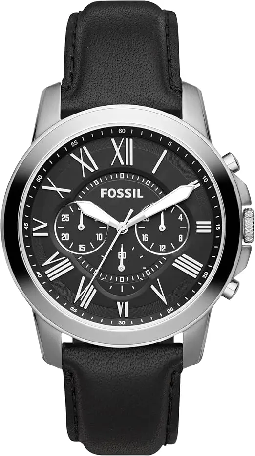Fossil Men's Grant Quartz Stainless Steel and Leather Chronograph Watch