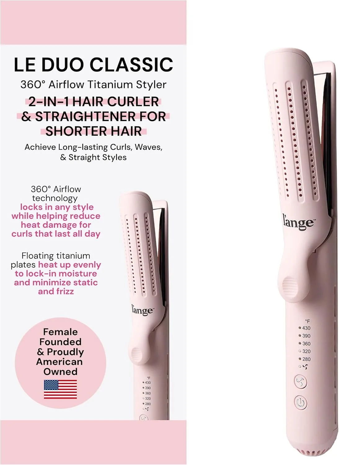 L’ANGE HAIR Le Duo Standard 360° Airflow Styler (Blush)