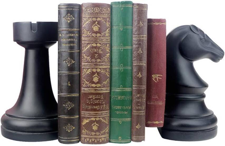 Decorative Bookends Chess Bookends, Black Heavy Book Ends Supports