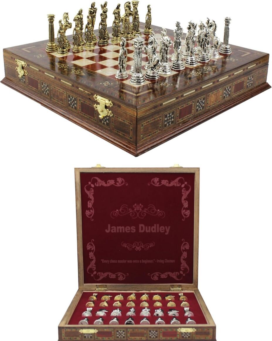 11 Inches Custom Chess Set - Personalized Chess Set