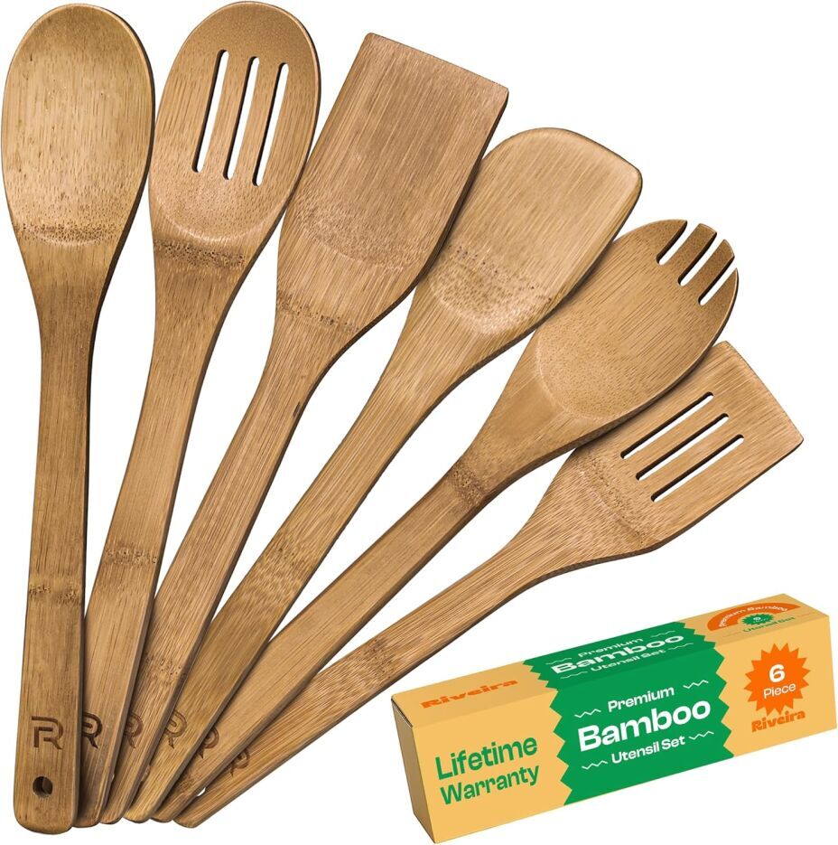 Riveira 6-Piece Dark Bamboo Cooking Spoon Set