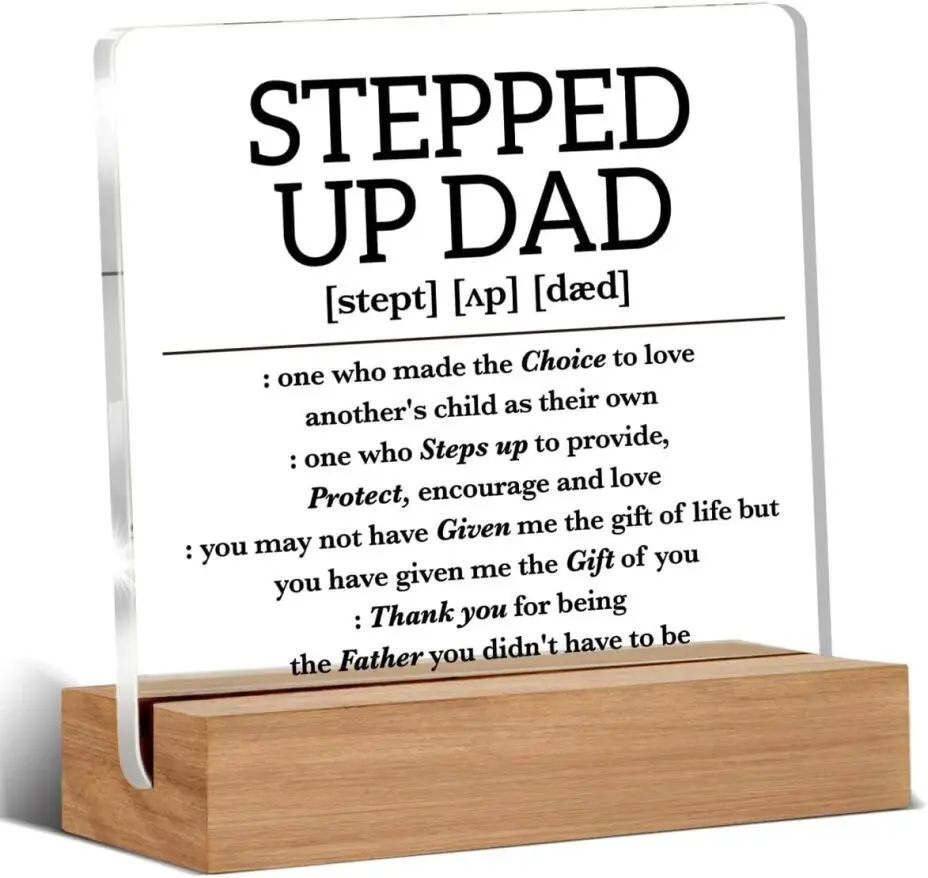 “Best Bonus Dad Ever” Engraved Acrylic Plaque (4 × 4 in.)