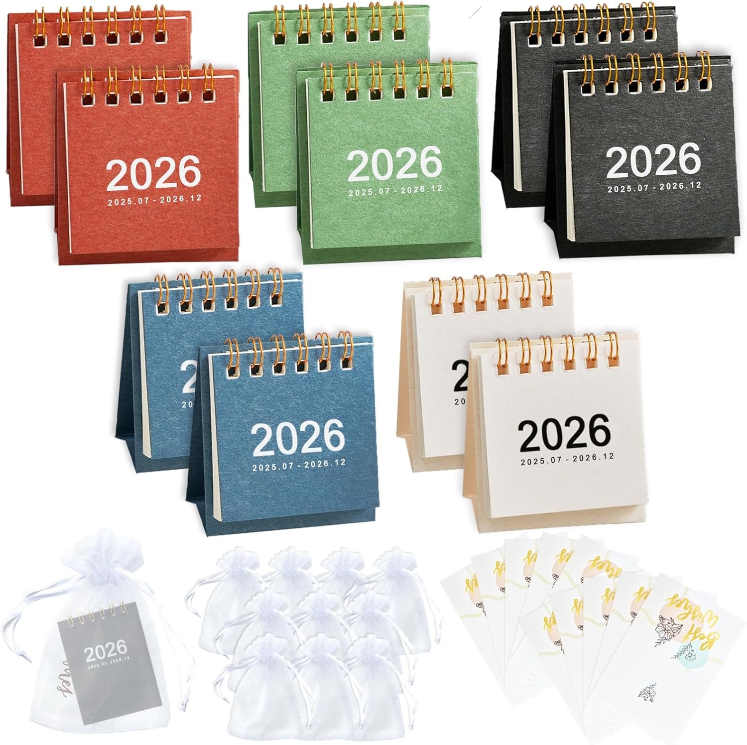 2026 mini desk calendar set – compact New Year gift that keeps your brand visible on the desk all year