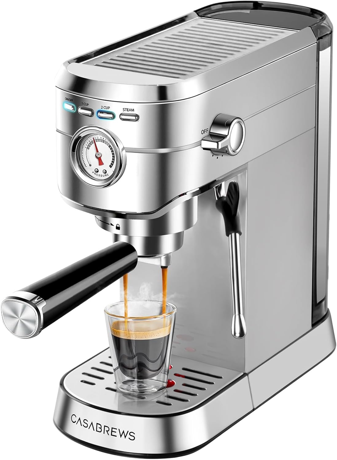 ASABREWS 20 Bar Espresso Machine – Compact Coffee Maker with Milk Frother