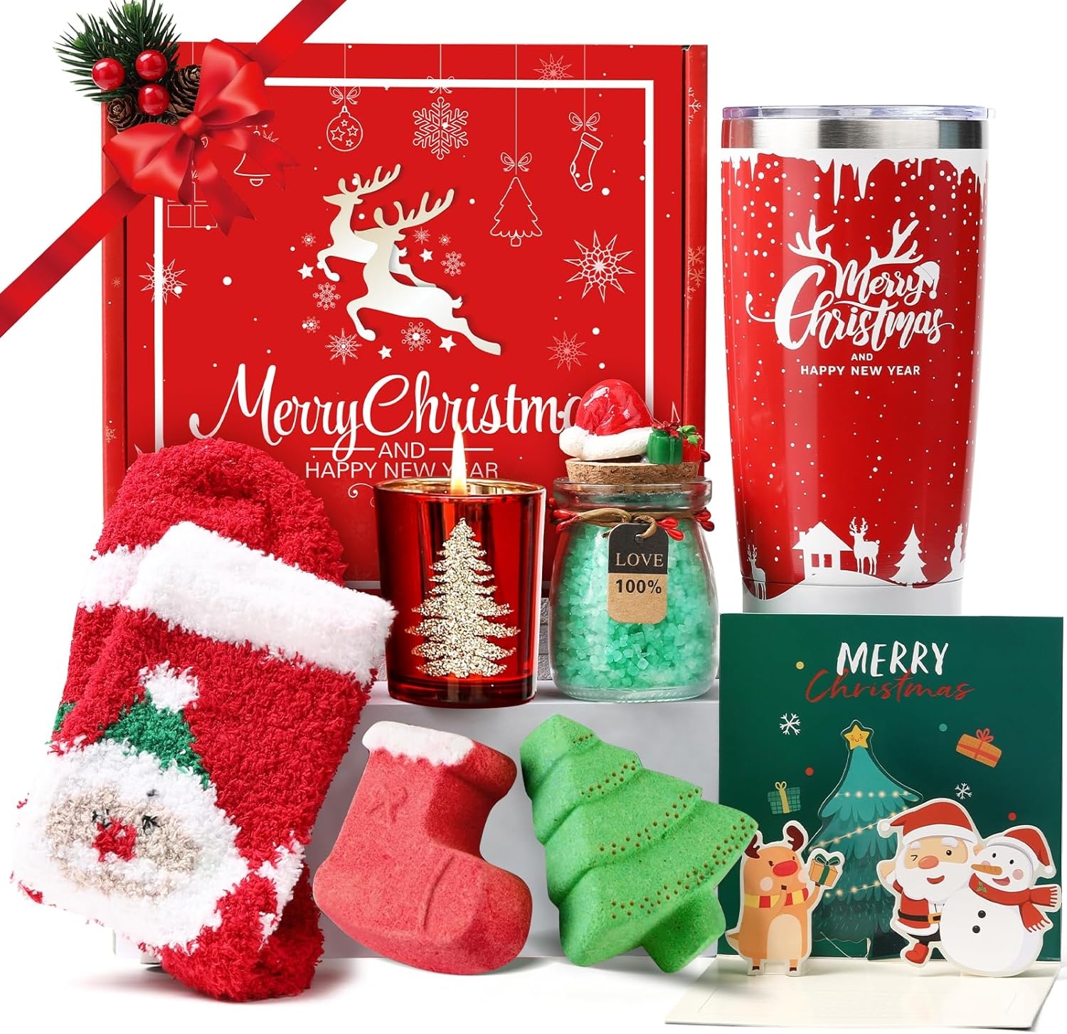 Christmas gifts for women spa and pamper basket – cozy self care New Year’s Eve gift set for mom or wife