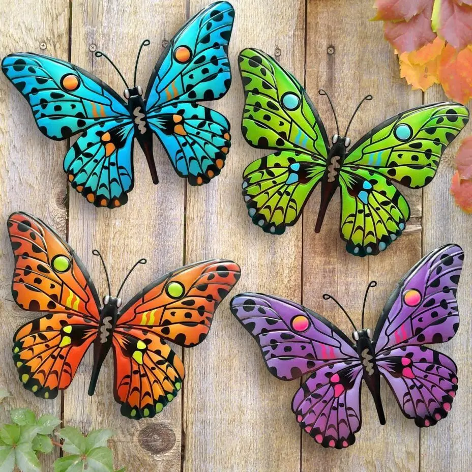 Metal Butterfly Wall Decor - 9.6" Outdoor Fence Wall Art Decor