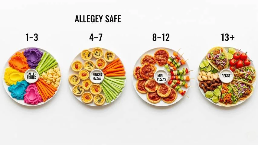 Age-specific allergy-safe food plates for toddlers, kids, tweens, and teens