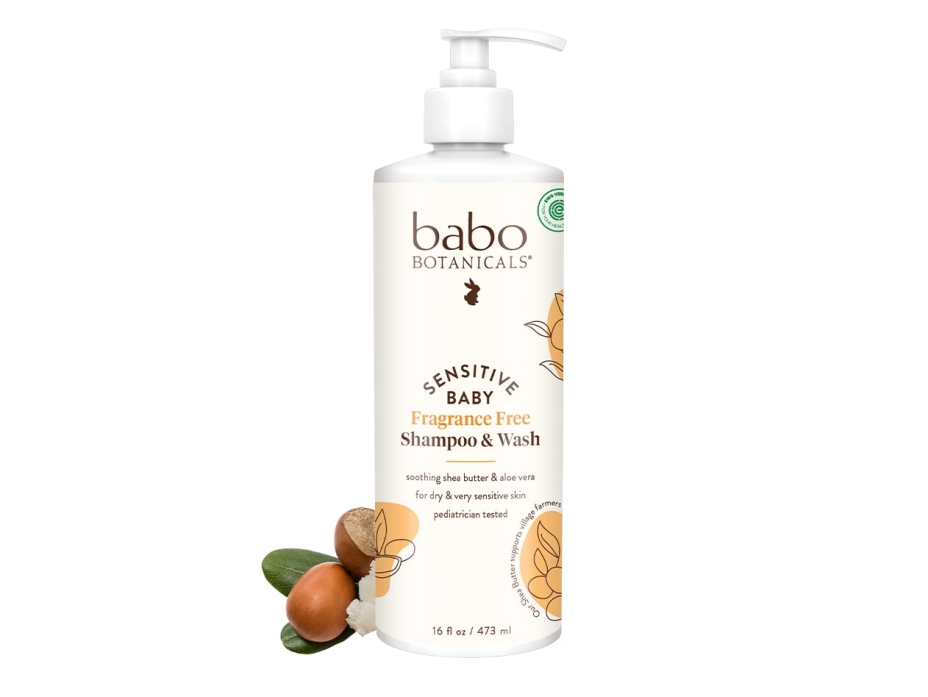 Babo Botanicals Sensitive Baby Fragrance-Free 2-in-1 Shampoo & Wash (16 oz)