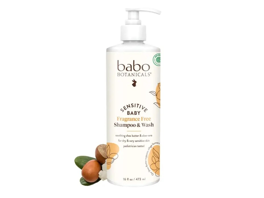 Babo Botanicals Sensitive Baby Fragrance-Free 2-in-1 Shampoo & Wash (16 oz)
