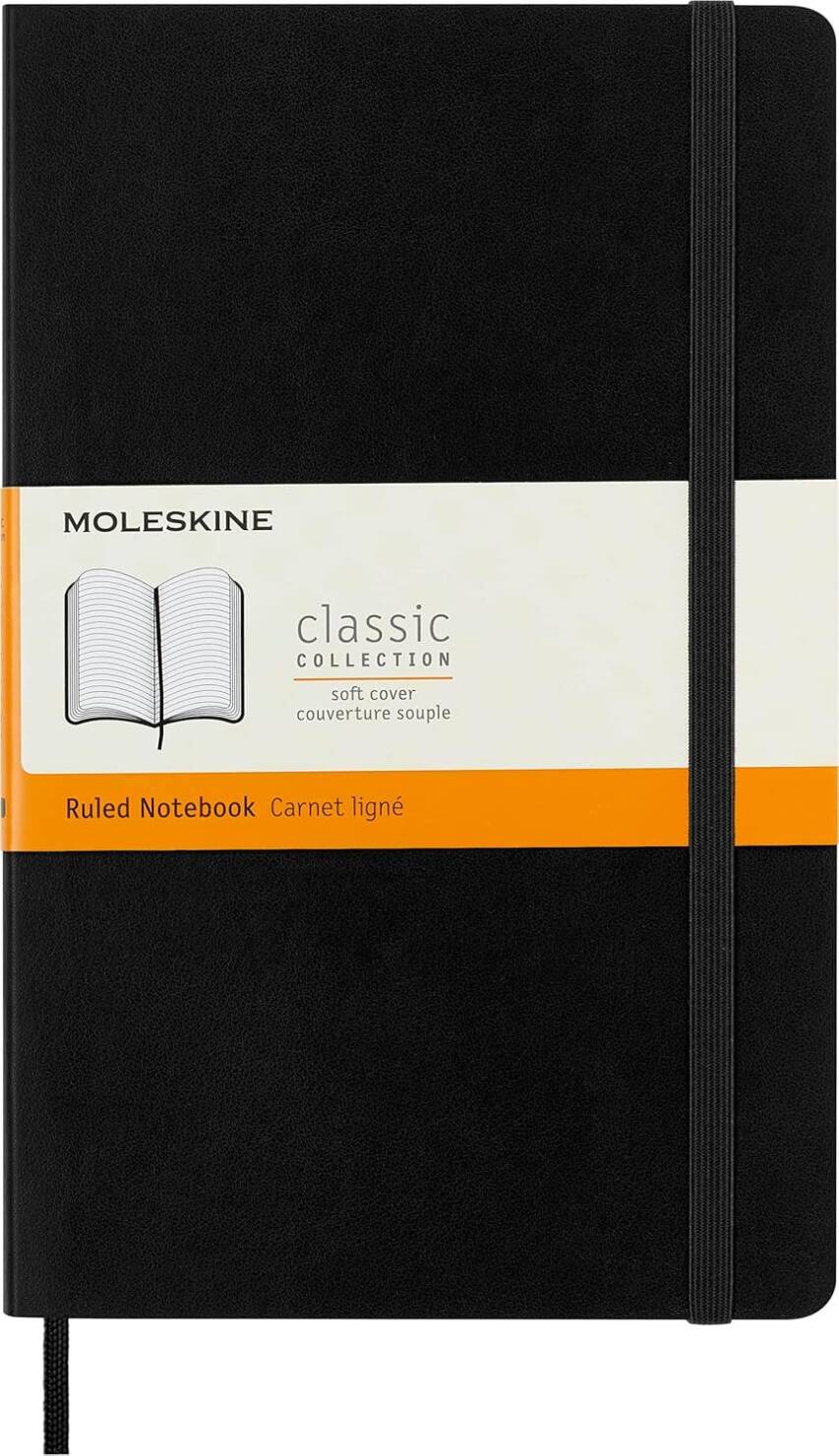 Moleskine Classic Soft Cover Notebook - Large, Ruled 5x8.25
