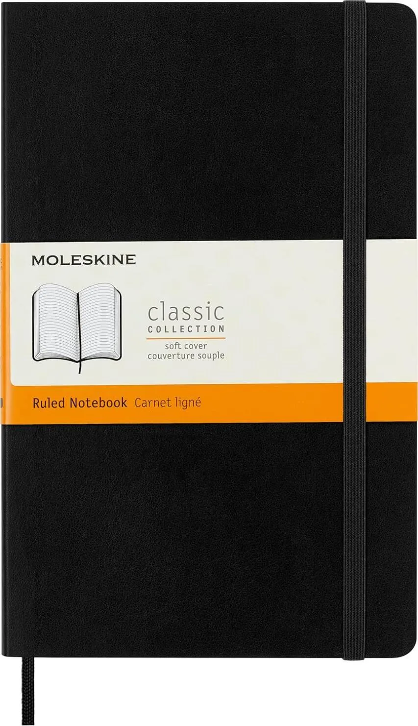 Moleskine Classic Soft Cover Notebook - Large, Ruled 5x8.25