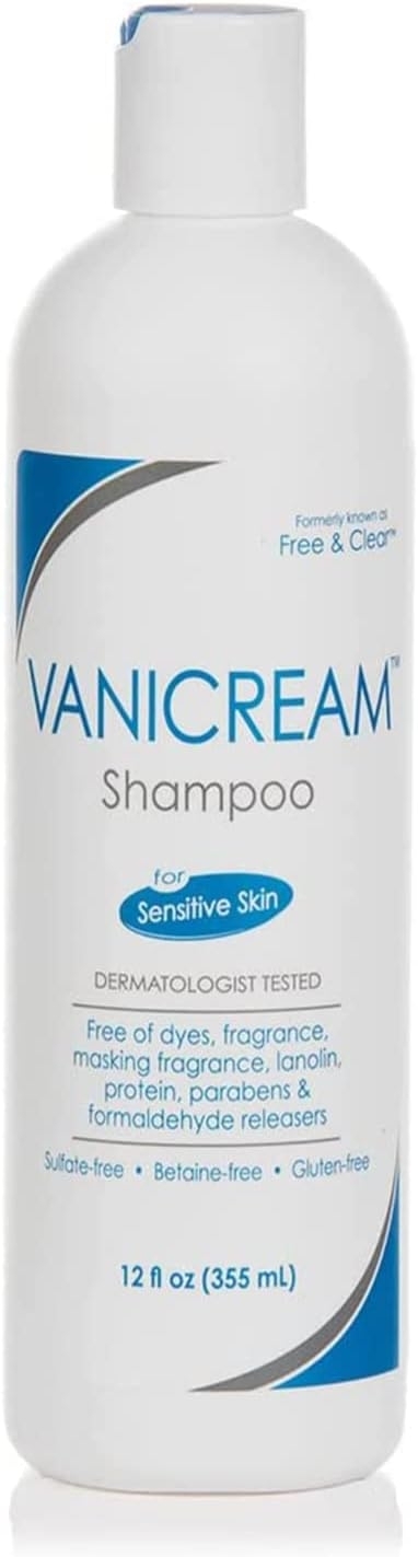 Vanicream Free & Clear Hair Shampoo for Sensitive Skin (Fragrance-Free, 12 oz)