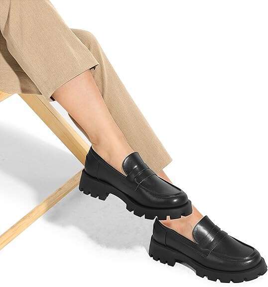 DREAM PAIRS Women's Loafers, Lug Sole Slip