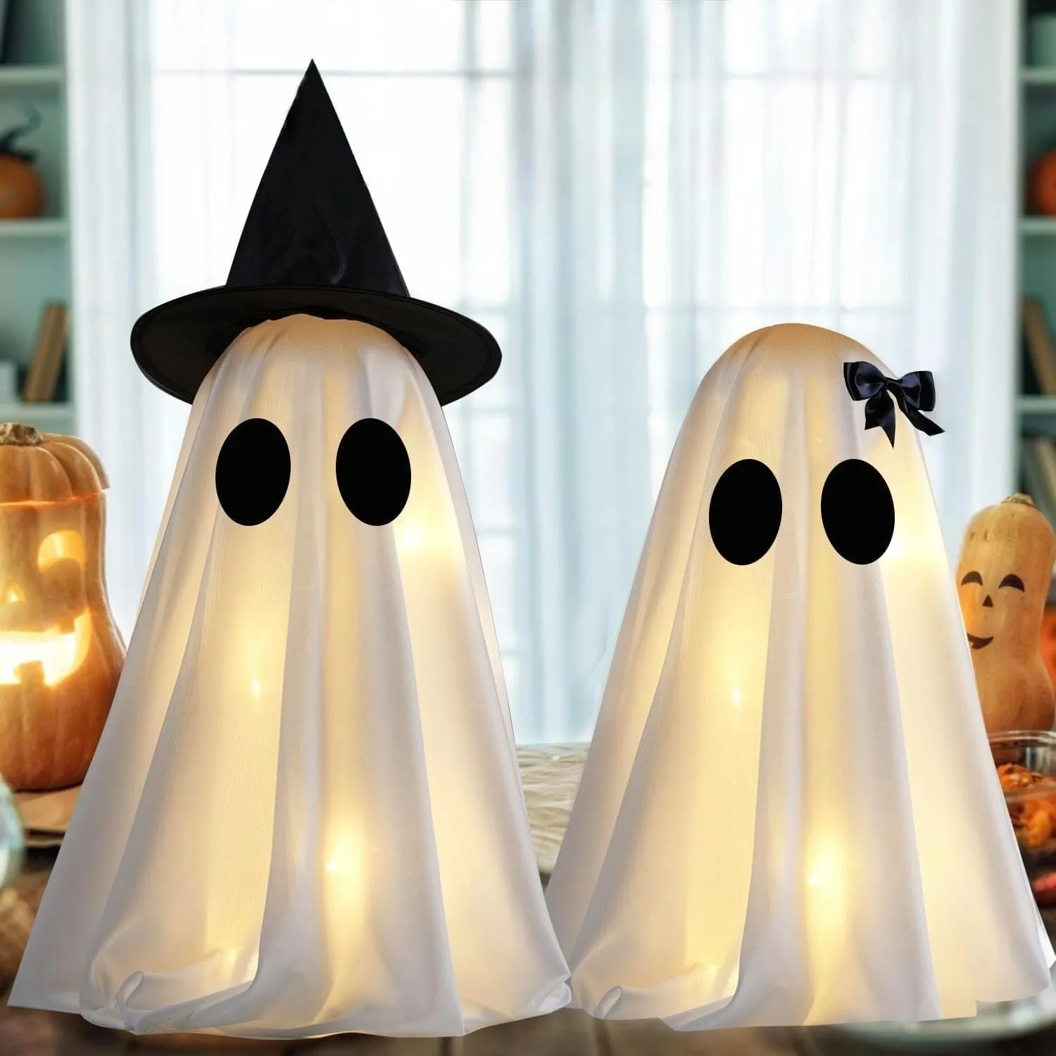 Timer Light Up Halloween Ghost Decorations (Set of 2)