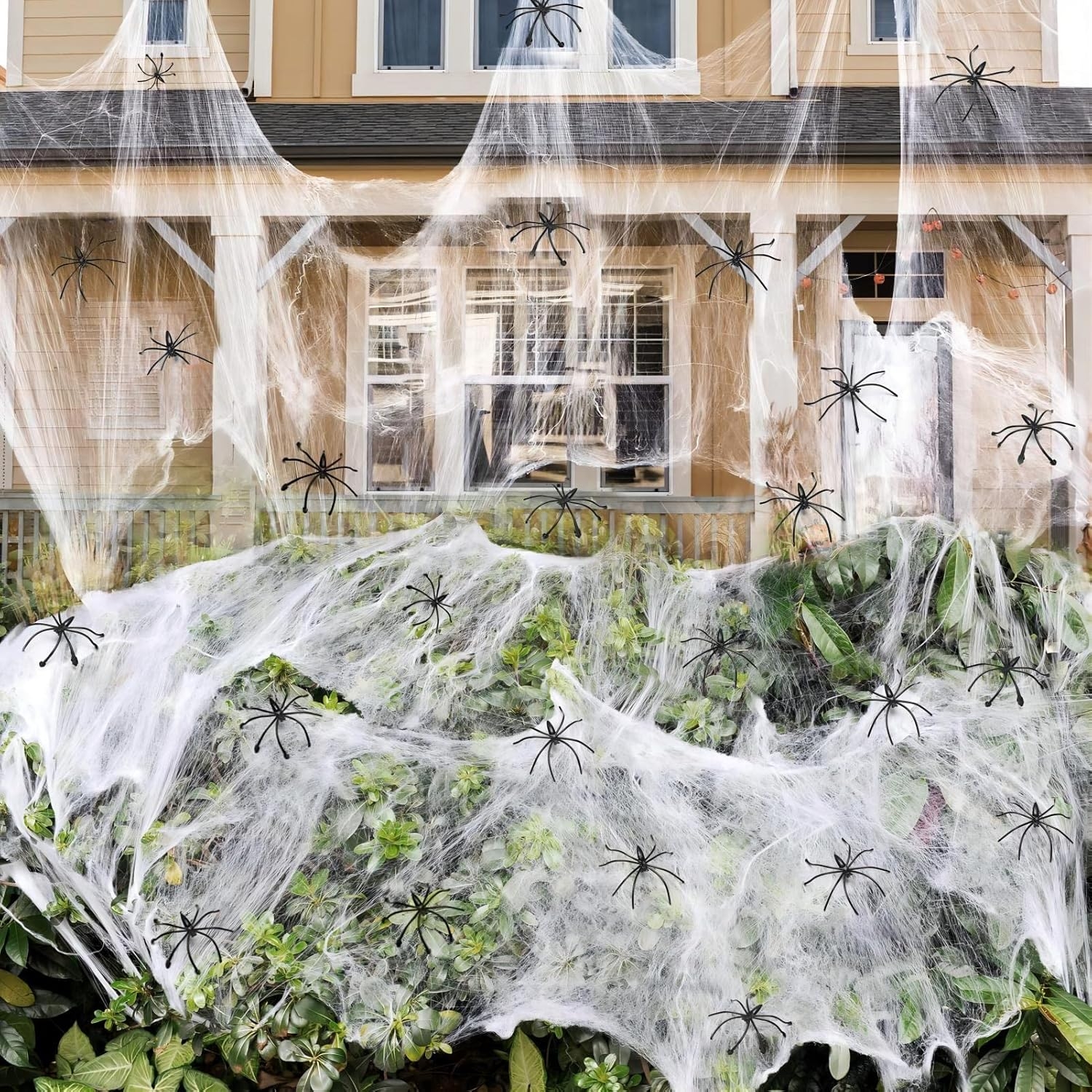1400 sqft Halloween Spider Webs Decorations with 150 Extra Fake Spiders