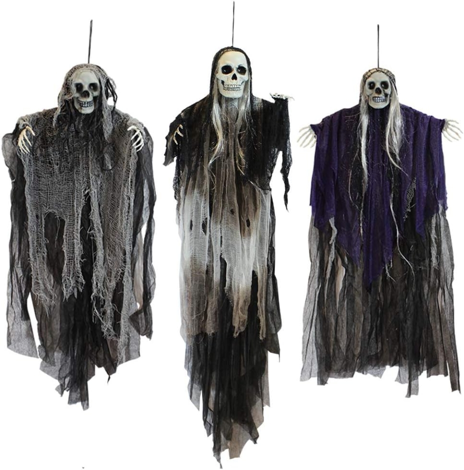 JOYIN 3‑Pack Hanging Halloween Skeleton Ghosts Decorations