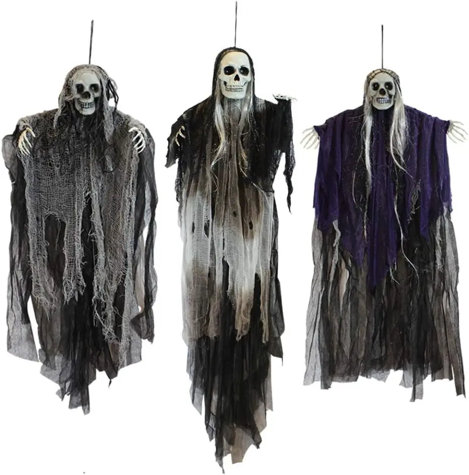 JOYIN 3‑Pack Hanging Halloween Skeleton Ghosts Decorations