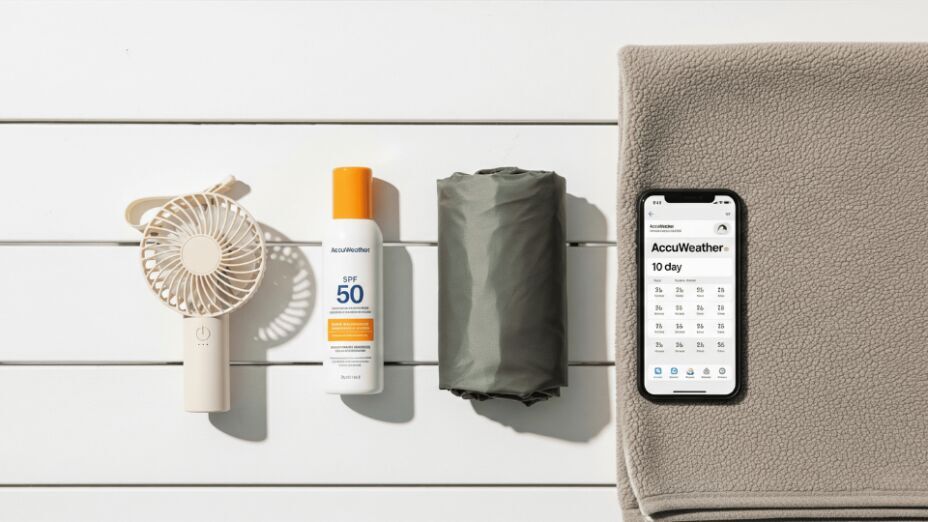 Table with party prep items: sunscreen