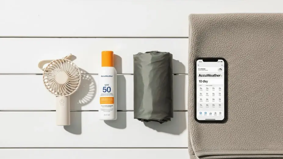 Table with party prep items: sunscreen