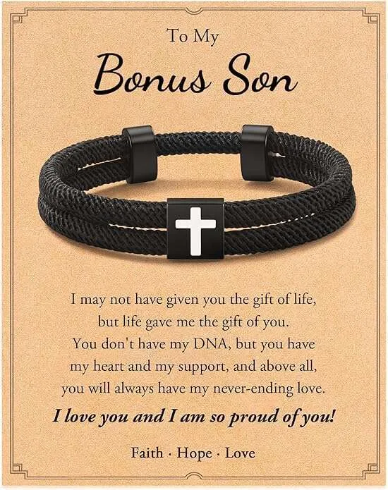 Shonyin Adjustable Faith Cross Bracelet for Teen Boys