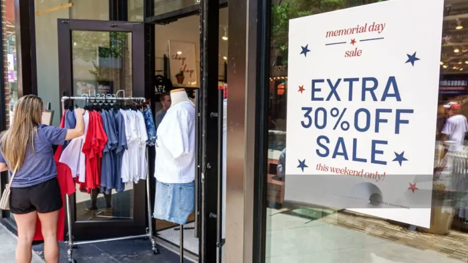 Memorial Day Sale Signage at a Retail Store