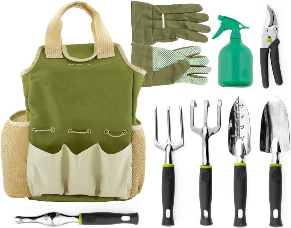 Vremi 7-Piece Garden Tool Set with Storage Tote