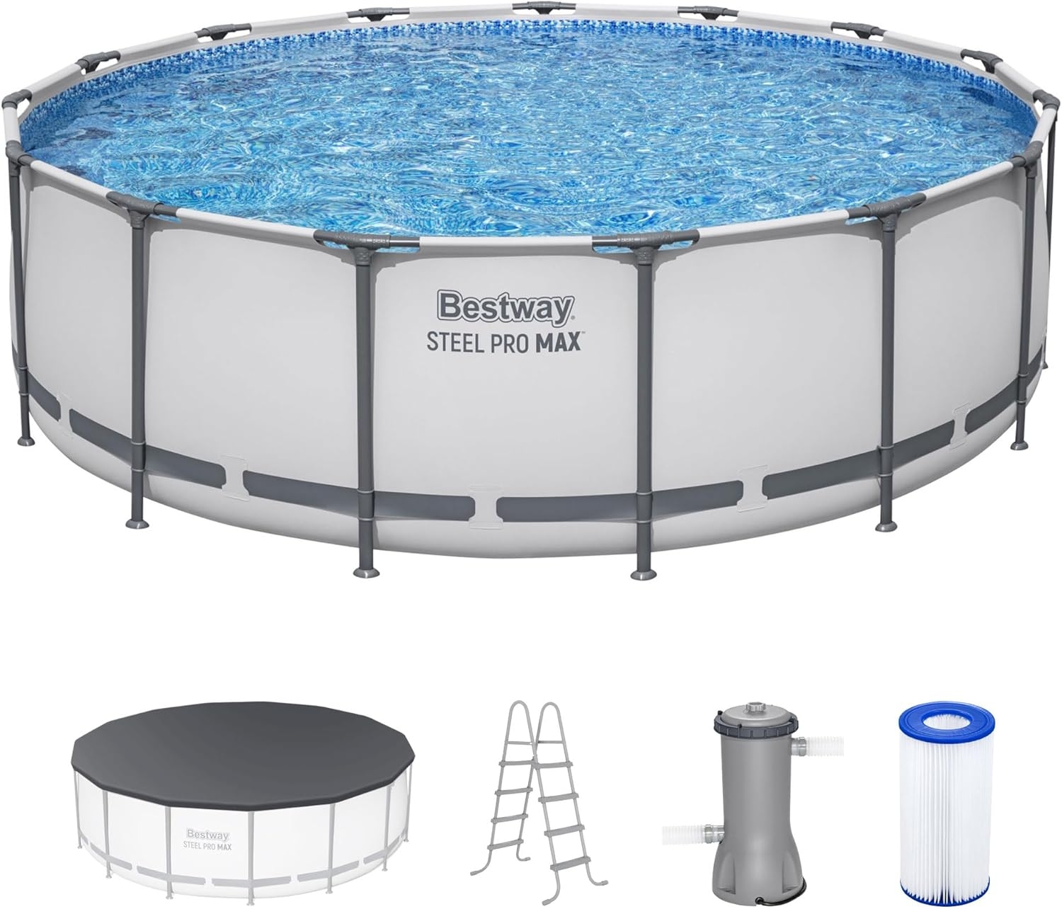 Bestway Steel Pro&nbsp;MAX 15&nbsp;ft&nbsp;×&nbsp;48&nbsp;in Round Pool Set