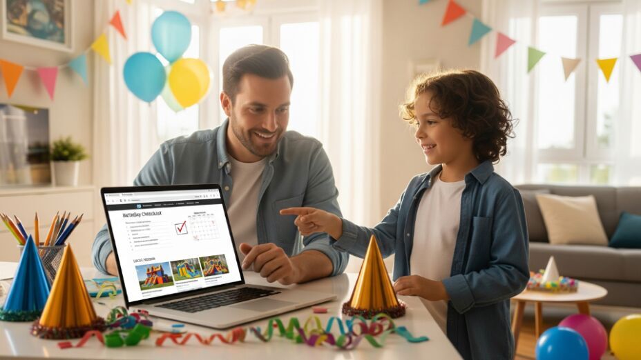 Parent planning birthday party entertainment in the Bay Area using vendor tools and checklists online.