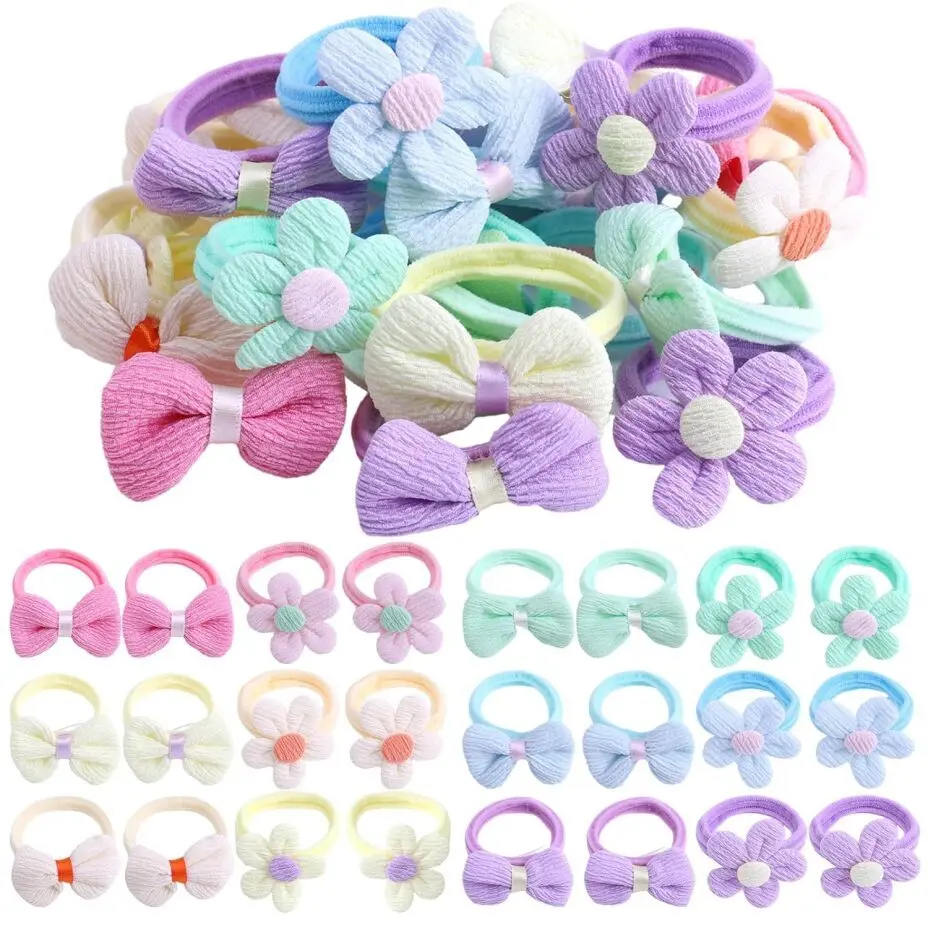 24 Pcs Toddler Hair Ties for Girls, Baby Hair Tie Cute Flower