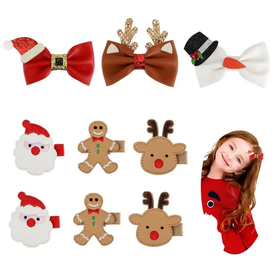 Amaxiu 9pcs Christmas Hair Clips