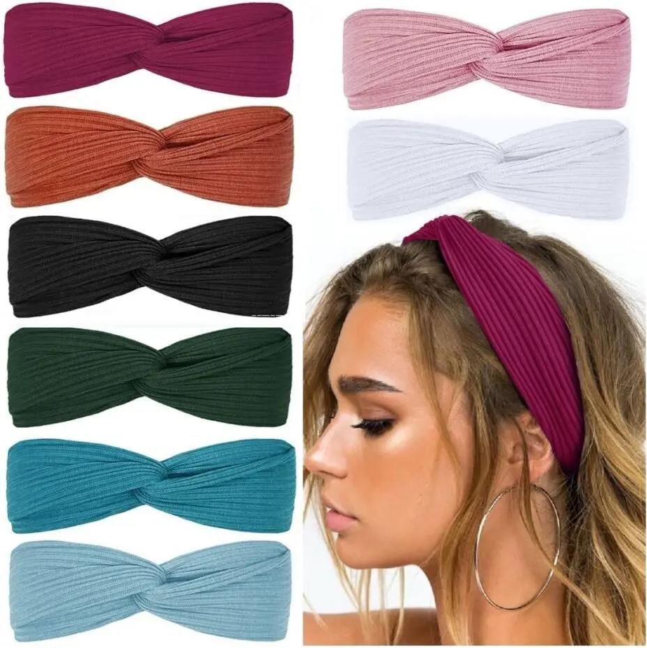 Huachi Headbands for Women Twist Knotted Boho Stretchy Hair Bands