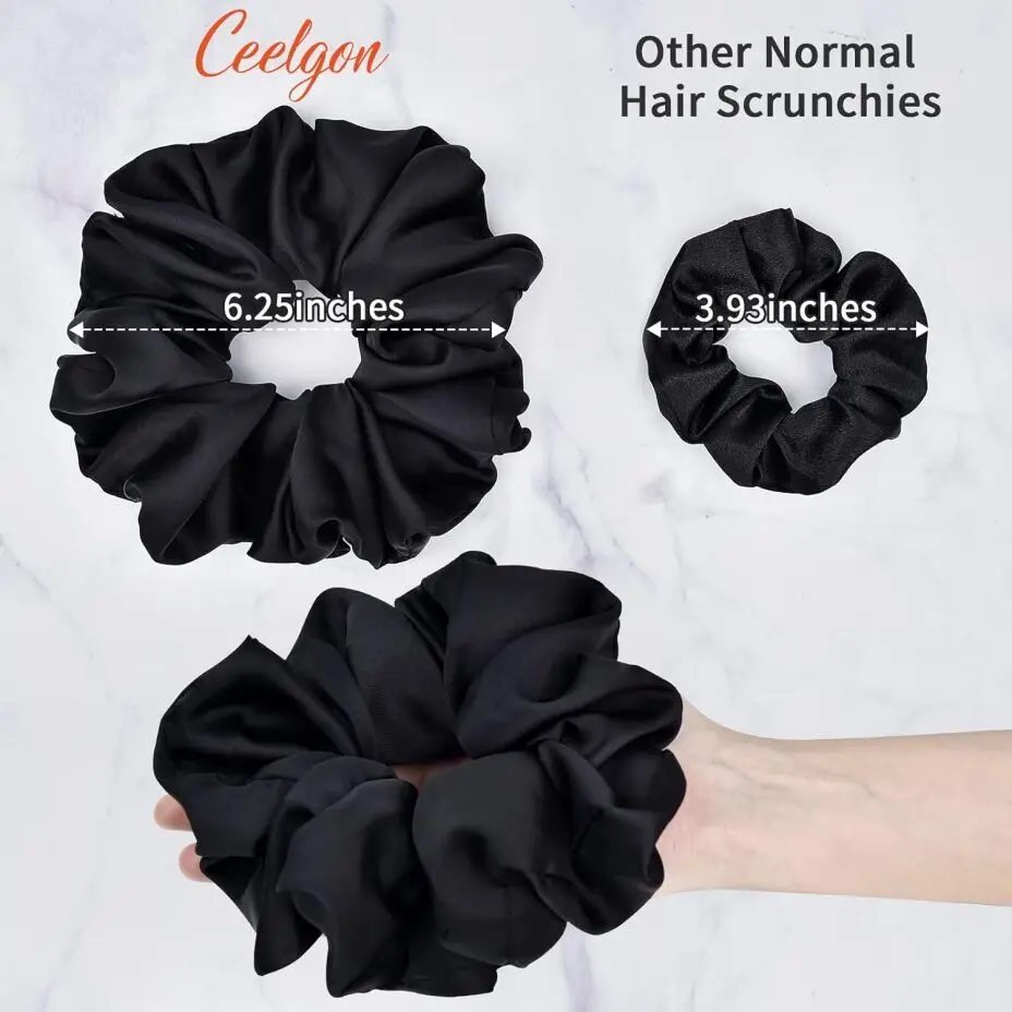 CEELGON Black Big Scrunchies for Women