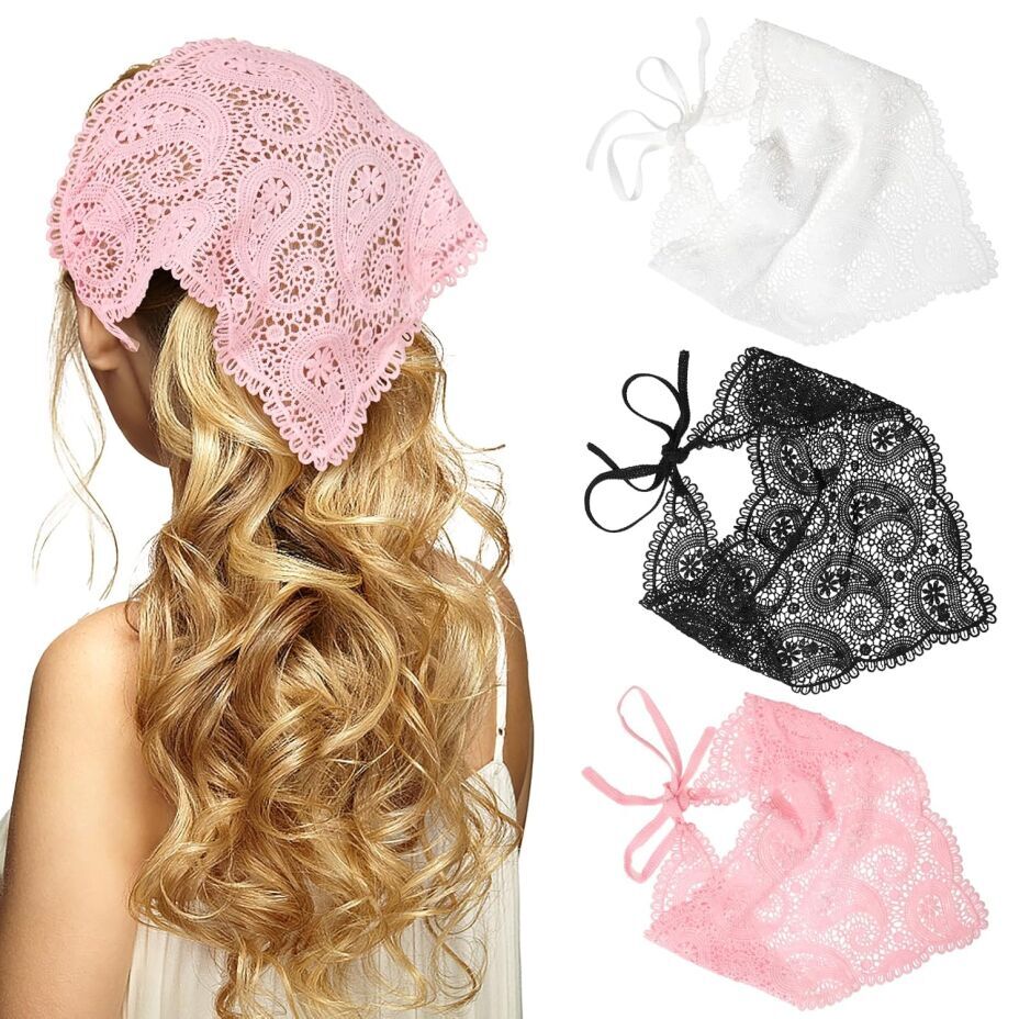 WELROG 3 PCS Hair Scarf, Hair Bandanas Chiffon Head Kerchief