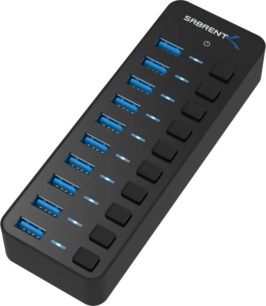 SABRENT 10-Port 60W USB 3.0 Hub with Individual Power