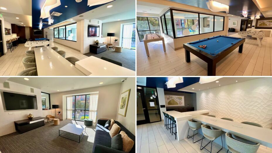 Game Room with Pool Table, Shuffleboard & TVs