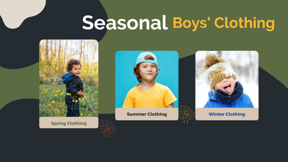 easonal boys' wardrobe guide with summer cotton outfits and winter jackets.