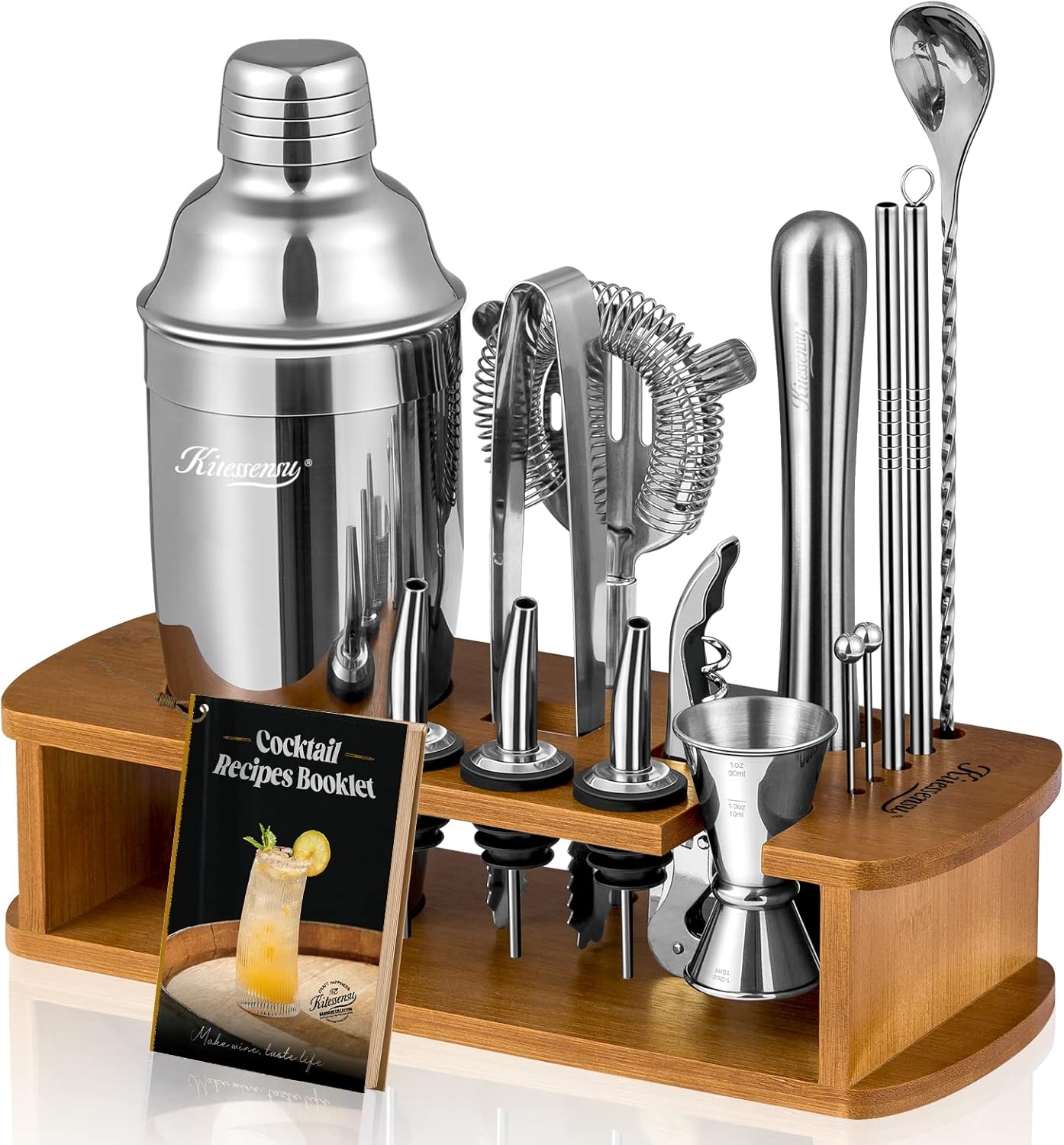 KITESSENSU Cocktail Shaker Set Bartender Kit with Stand