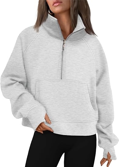 AUTOMET Womens Sweatshirts Half Zip Cropped Pullover Fleece Quarter Zipper Hoodies