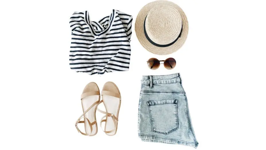 Dress styling with matching accessories including shoes, belt, and jewelry