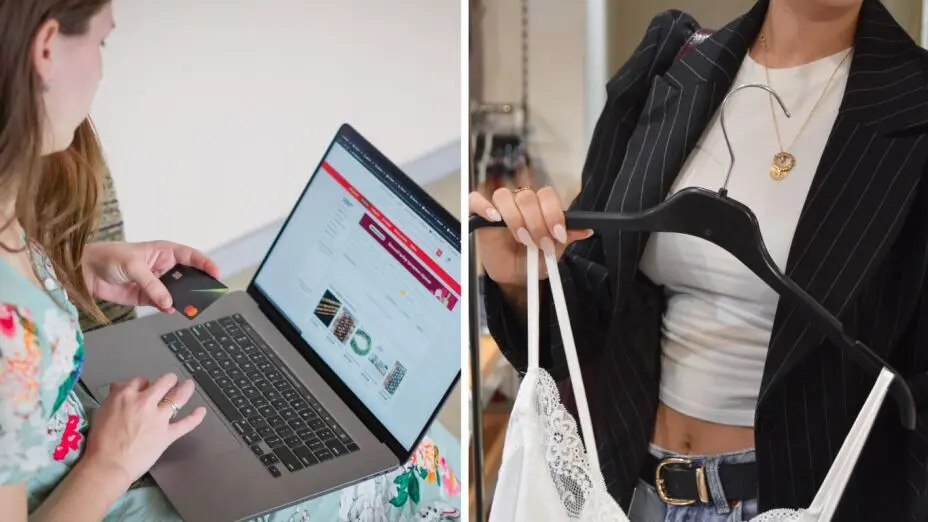 Comparison between online dress shopping and in-store dress selection