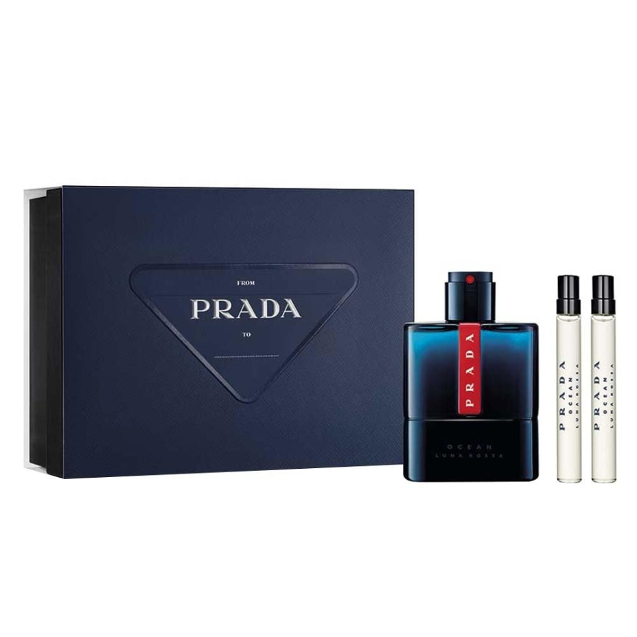 Prada Luna Rossa Ocean Eau de Toilette Set (3.3 oz + two 0.33 oz).
